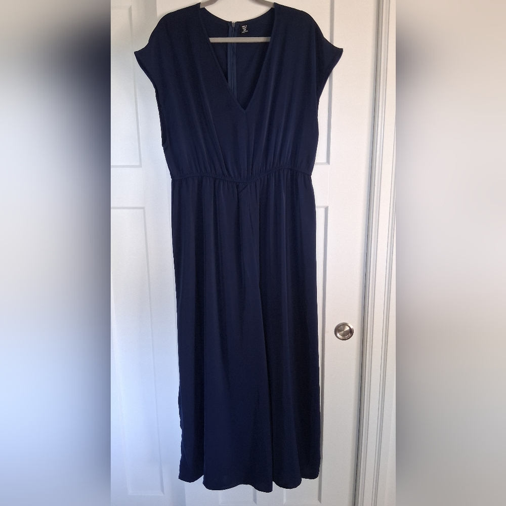 2X Wide Leg Jumpsuit Elegant Navy Blue